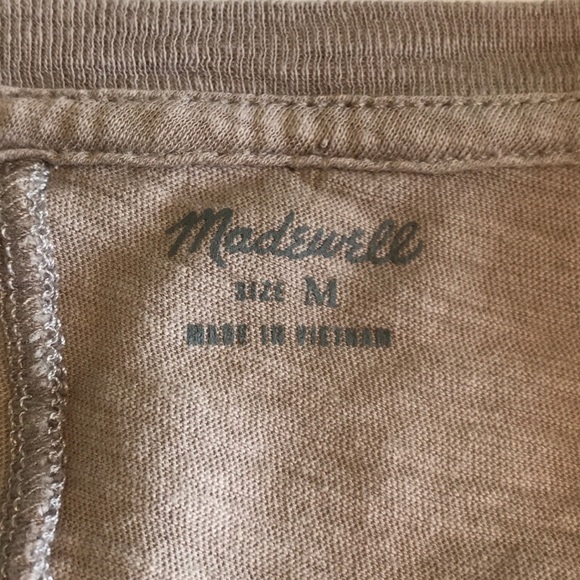 Madewell Two-tone Tan Long Sleeve T-Shirt - Sz M - Picture 3 of 8